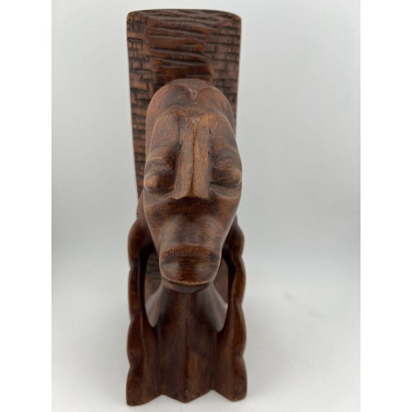 Vintage Collectible Decorative African Hand Carved Wooden Sculpture -‎ Lot of 2 - Picture 11 of 16